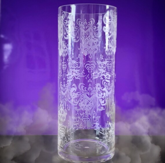 Hand Etched Haunted Mansion Vase Etsy