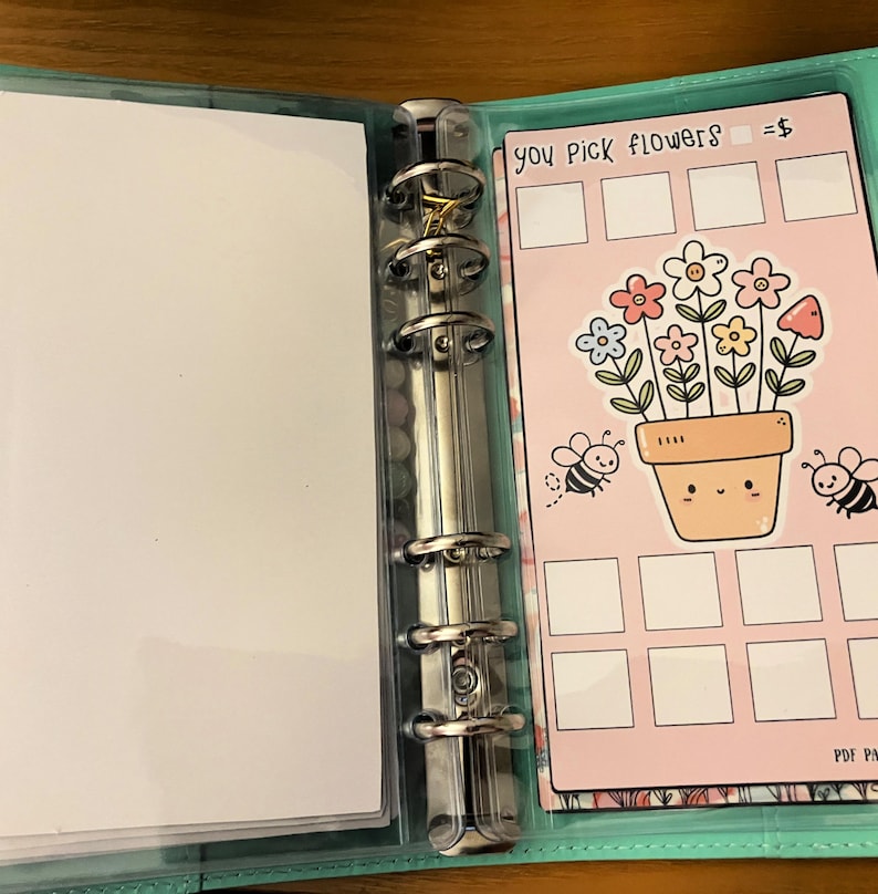 A6 Cash Stuffing Planner/binder "mint Garden" (6 Savings Challenges ...