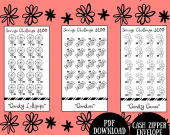 Snoepbesparingsuitdaging | Afdrukbare tracker van 100 dollar (pdf-download)