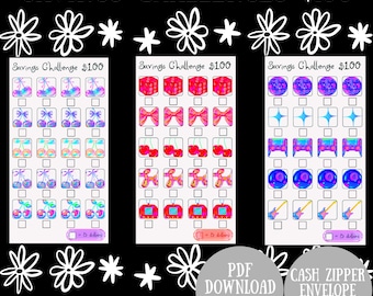 Iriserende spaaruitdaging van 100 dollar | Afdrukbare pdf