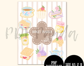 Budgetplanner voorblad voor klassieke thee | Afdrukbare pdf-download