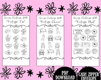 Vintage 50 dollar spaaruitdaging | Afdrukbaar in zwart-wit (pdf-download)