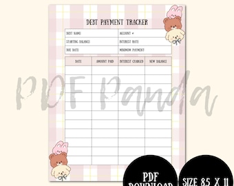 Tracker voor schuldbetalingen | Thema knuffeldieren (pdf-download)