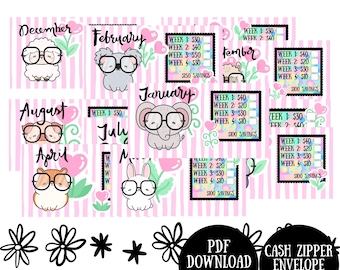 12 maanden spaaruitdaging afdrukbaar | Smart Animal-thema (pdf-download)