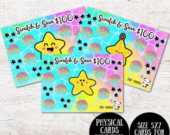 Rainbow Stars Scratch & Save Savings Cards: A5 Planner Size