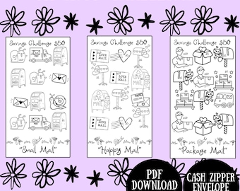 Happy Mail Savings Challenge | Afdrukbare tracker van 50 dollar (pdf-download)
