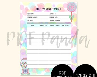 Tracker voor schuldbetalingen | Afdrukbare regenboogconfetti (pdf-download)