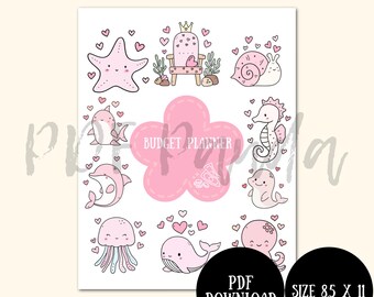 Voorblad budgetplanner oceaanthema | Afdrukbare pdf-download