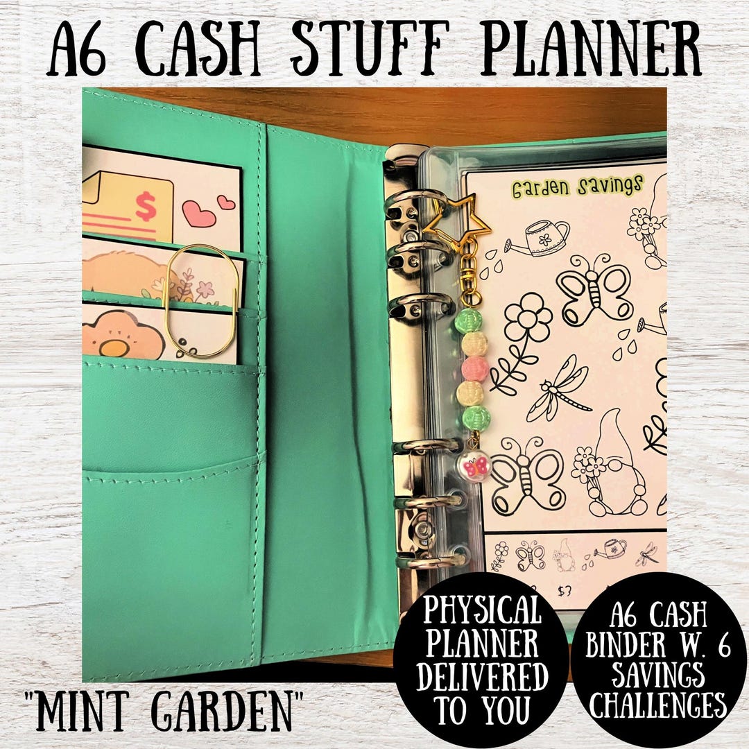 A6 Cash Stuffing Planner/binder "mint Garden" (6 Savings Challenges ...