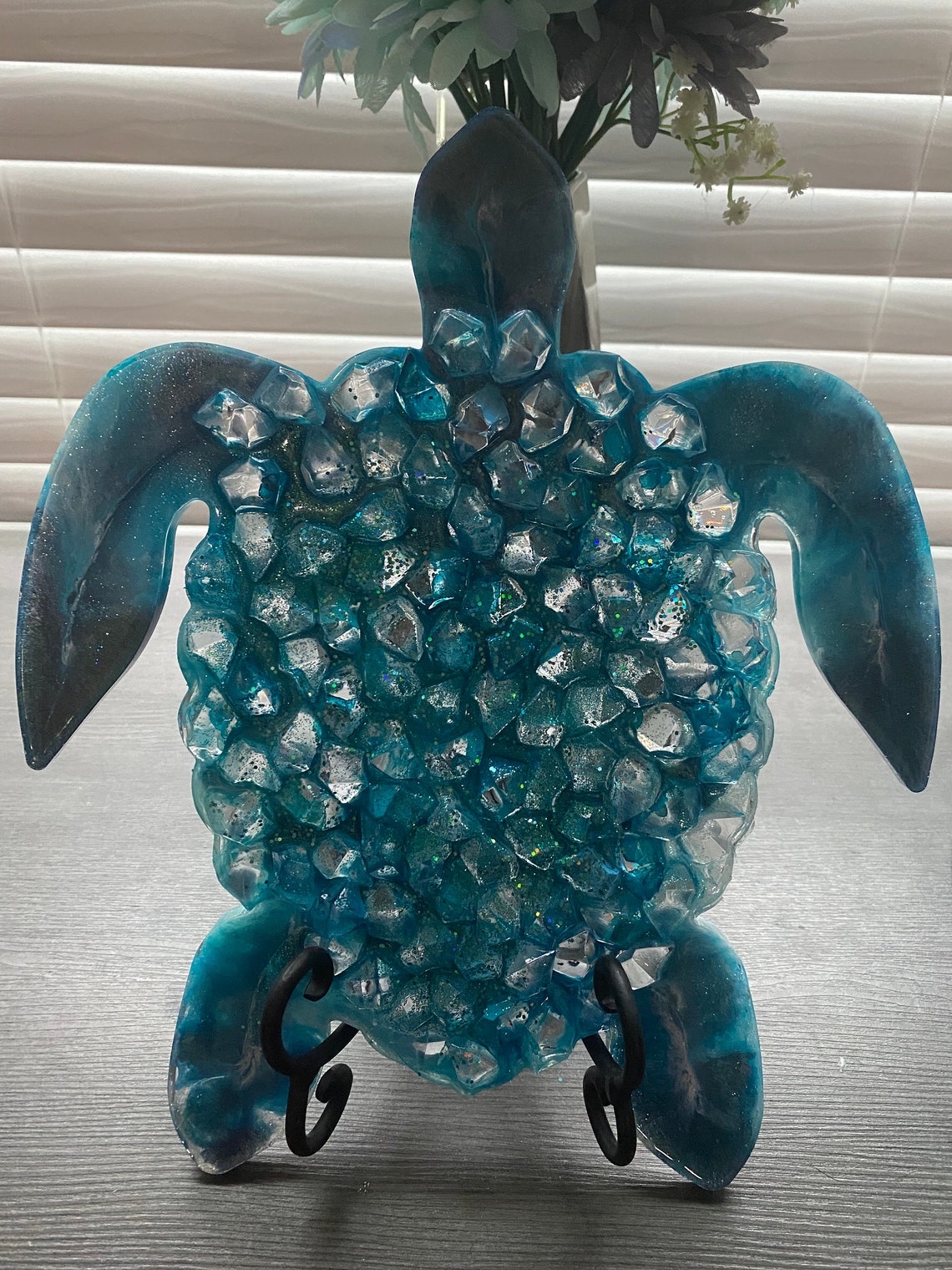 Blue epoxy crystal sea turtle Etsy