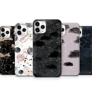 Telefonskal med stjärnor, moln och planeter för iPhone 16E, 15, 14, 13, 12 Samsung S25, S24Fe, A56, A16, Pixel 9Pro XL, 9A, 8A, 8Pro, 7Pro, 7A, 6A