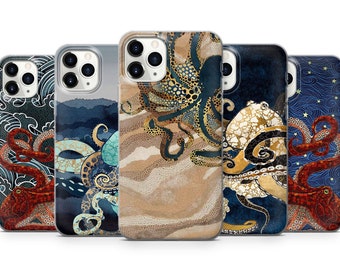 Octopus Coral Phone Case Red Kraken Cover para iPhone 15, 14, 13, 12, 11, Galaxy S24, s23fe, Samsung A25, A15, A54, Pixel 8A, 8Pro 7A, 6A, 5A