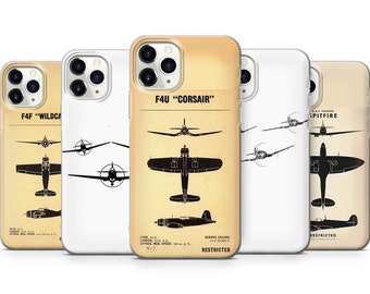 Étui pour téléphone vintage avion WW2 Pilot Cover pour iPhone 17, 16E, 15, 14, 13, 12 Samsung S26, S25Fe, A16, A56 Pixel 10A 9A 9Pro XL 8A 7Pro 6A