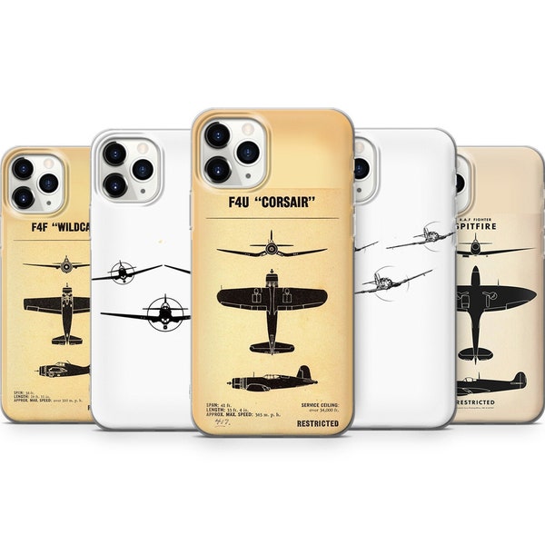 Aviation Vintage Plane Phone Case Pilot Cover for iPhone 14, 13, 12, 11, Xr, 7, Samsung S22, s21Fe, S20, Samsung A13, A53, Pixel 7Pro, 7, 6A