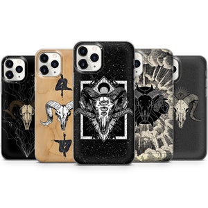 Ram Skull Phone Case Horned Goat Baphomet Case for iPhone 15Pro, 14, 13, 12, 11, Xr, Galaxy s21Fe, S22 Samsung A54, A34, Pixel 8Pro, 7A, 6A