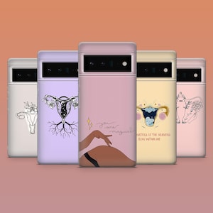 Women Power Phone Case Floral Cute Cover for Google Pixel 9A, 9Pro XL, 8A, 8Pro, 7A, 7Pro, 6A iPhone 16E, 15, 14 Samsung S25, S24Fe, S23,A56