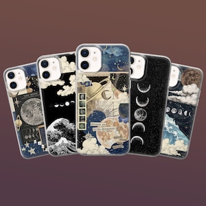 Dreamy Witchy Phone Case Astology Moon Phases for iPhone 16, 15, 14, 13, Samsung S25, S24Fe, A16, A56, Pixel 9Pro XL, 8A, 8Pro, 7Pro, 7A, 6A