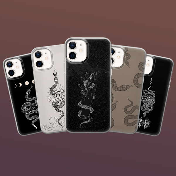 Coque Snake Witchy Gothic pour iPhone 15Plus, 14, 13, 12, Samsung Galaxy S24, S23Fe, S22, A15, A54, A34, Pixel 8A, 8Pro, 7A, 6A, 5