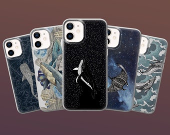 Blue Whale Phone Case Orca Shark Cover for iPhone 17, 16E, 15, 14, 13 Pixel 10A, 9A, 9Pro XL, 8A, 8Pro, 7A Samsung S26, S24fe, S23Fe A16 A57