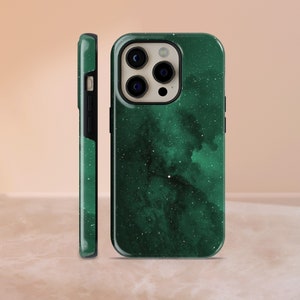 Tough Glamorous Emerald Phone Case Green Cover for iPhone 15Pro, 14, 13, 12, 11, X Google Pixel 8, 8Pro, 7A, 6A Samsung Galaxy S23, S22, A54