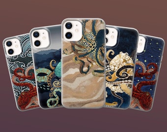 Octopus Coral Phone Case Red Kraken Cover for iPhone 17, 16e, 15, 14, 13, 12 Pixel 10, 9A, 9Pro XL, 8A, 8Pro 7A, 6A Samsung S25, S24fe, A56