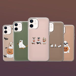Dog Ghost Phone Case Halloween Costume Cover for iPhone 16, 15, 14, 13 Pixel 9Pro XL, 8A, 7A, 6A, Samsung Galaxy S25, S24Fe, S23, A16, A56