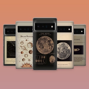 Vintage Planets Phone Case Space Astrology Cover for Google Pixel 9A, 9ProXL, 8A, 7A, 6A iPhone 16E, 15, 14, 13 Samsung S25, S24fe, A16, A56