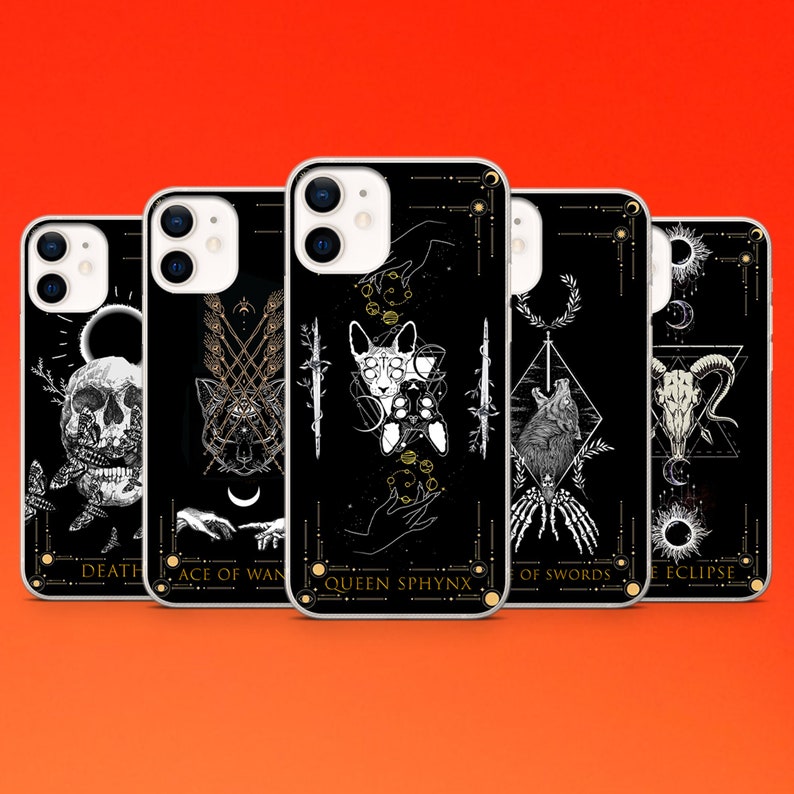 Tarot Phone Case, Goth Phone Case, Witchy Cases for iPhone 13, 12, 11, 8, Xr, Galaxy S21Fe, S20, S22, S10, Samsung A13, A12, A53, Pixel 6A 