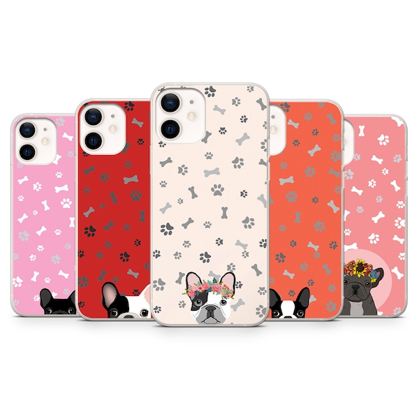 French Bulldog Phone Case Frenchie Cover for iPhone 15, 14 13, 12, 11, Pixel 8 Pro, 7A, 6A, Galaxy S23, S22, S21Fe, Samsung A54, A34, A14