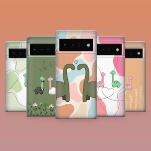 Cute Dino Couples Phone Case Dinosaur Cover for Google Pixel 9A, 9Pro XL, 8A, 7A, 7Pro, 6A Samsung S25, S24fe, A56, iPhone 16E, 15, 14, 13