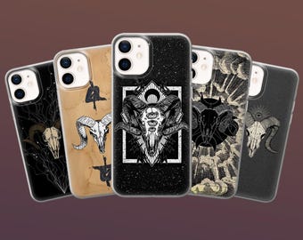 Widder Schädel Handyhülle Ziegen Kopf Gothic Cover für iPhone 17, 16E, 15, 14, 13, 12 Galaxy S26, S25Fe Samsung A56, A16 Pixel 10A 9A, 8Pro, 7A, 6A