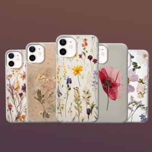 Pressed Dried Flower Phone Case Meadow Cover for iPhone 16E, 15, 14, 13, 12 Pixel 9A, 9Pro XL, 8A, 7A, 6A Samsung S25, S24Fe, S23, A16, A56