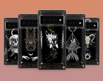 Tarot Phone Case Goth Creepy Witchy Cases for Google Pixel 10, 9A, 9ProXL, 8A, 8Pro, 7A Samsung S25, S24fe, A56, A16 iPhone 17, 16E,15,14,13