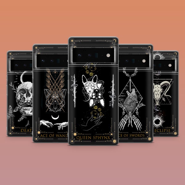 Tarot Phone Case Goth Creepy Witchy Cases for Google Pixel 8A, 8Pro, 7A, 6A, Samsung Galaxy S24, S23Fe, S22, A54, A15, iPhone 15, 14, 13, 12