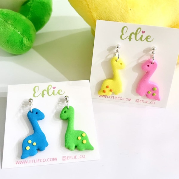 Dinosaurs Plush Dolls Earrings | Animal Studs | Dot Dinosaurs Gift Idea | Handmade Clay Earrings | Rex Studs | Cute Dinosaurs | Dinos Love