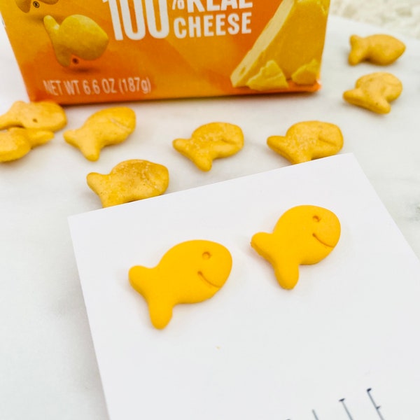 Goldfish Crackers Earrings | Foodie Earrings | Goldfish Cheddar Earrings | Gift for Her | Food Jewelry Earring | Children Stud Gifts | Cute