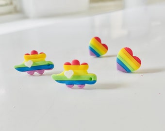 Pride Flag Dinosaurs Stud Earrings | LGBT Studs | Rainbow Flag  Jewelry | LGBT Community Heart Earrings | Pride Month Gift Idea for LGBT
