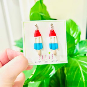 4TH OF JULY Bomb Pop Earrings | Memorial Day Dangling Earrings | Blue White Red American Flag Dangling | Ice Pop America Dangle | USA Flag