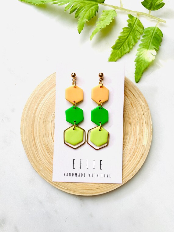 St Patrick s Day Earrings St Patrick Clay Dangling Jewelry Shamrock Lucky Dangling Green earrings Saint Patrick s Gift Ideas For Her