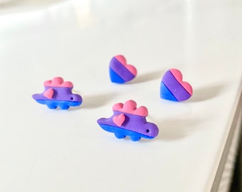 Bisexual Flag Dinosaurs Stud Earrings | LGBT Studs | bisexuality Heart Studs | LGBT Community Heart Earrings |Pride Month Gift Idea For LGBT