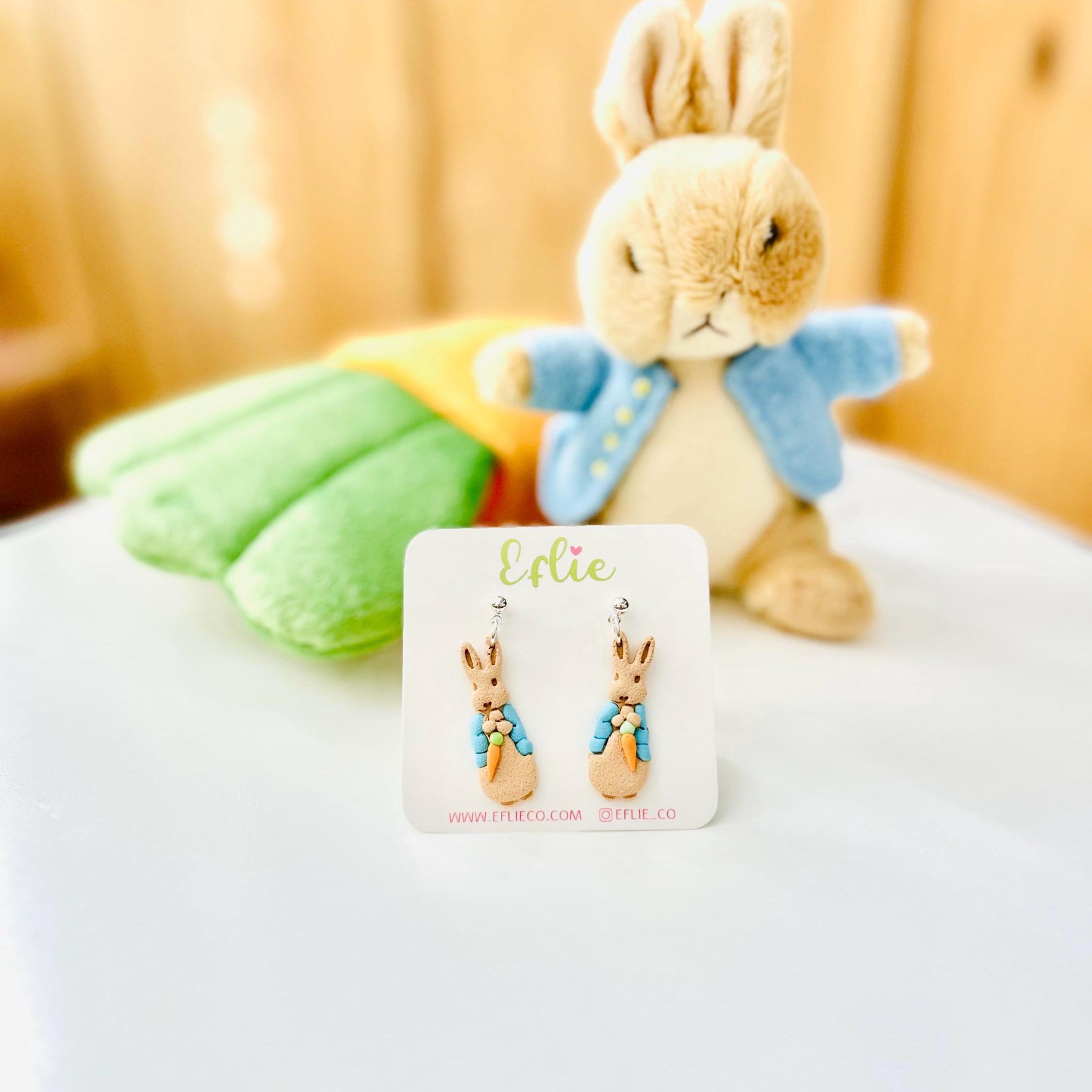 Coniglietto pasquale o carota, orecchini a bottone, orecchini, gioielli in Fimo, regalo di Pasqua fatto a mano per lei, regalo di primavera - Italia
