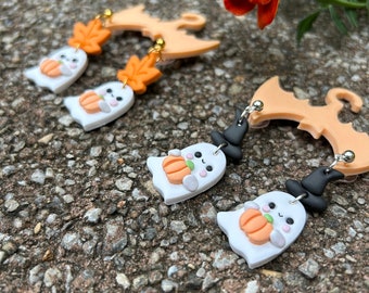 CLASSYZINT Orecchini A Tema Halloween Per Donna – Set Con Forme Di Zucca, Fantasma, Strega, Pipistrello, Ragno E Teschio, Colori Viola, Arancione E Nero - 4