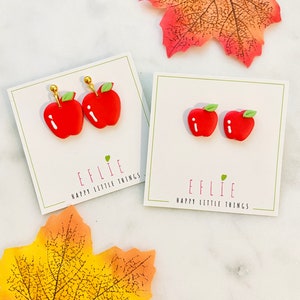 Back To School Apple Earrings | School stud earrings | Back to School Jewelry | Fruit Earring | Student Earrings | Teachers Earrings Gift