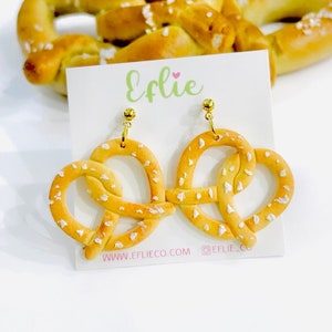 Pretzel Clay Earrings | Delicious Looking Pretzel Dangles | Foodie Jewelry Earrings | Fair Carnival Food Snacks Earrings Gift Idea For her