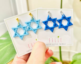 Kolczyki Chanuka Gwiazda Dawida | Kolczyki Chanuka | Kolczyki Żydowskie | Niebieskie Kolczyki Gwiazda Dawida | Wiszące | Pomysły na Prezenty Chanuka