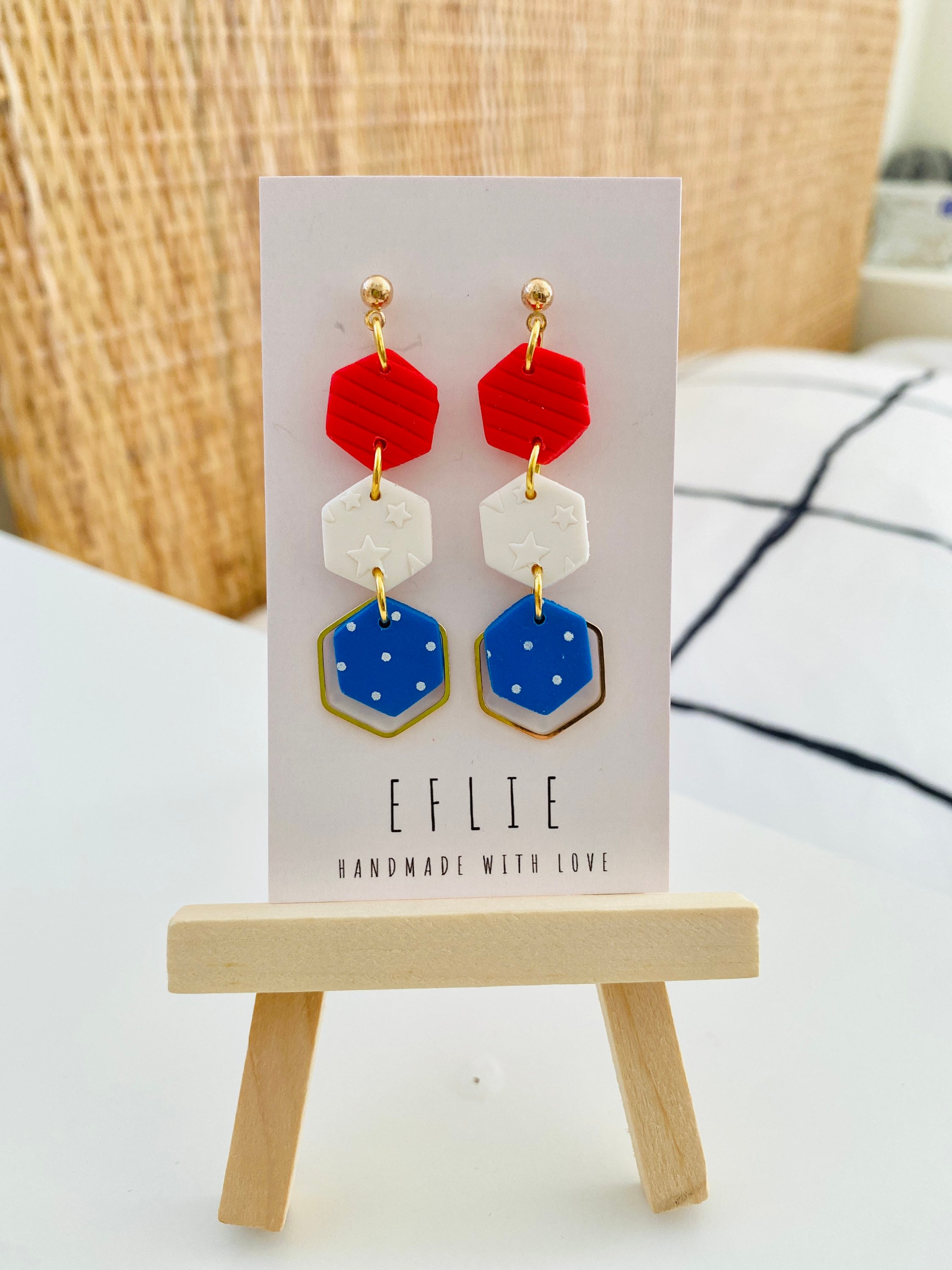 American Flag Earrings Studs Fourth Of July Earrings - Memorial Day Star Dangle 4th Of July Patriotic... American Flag Earrings For Women
