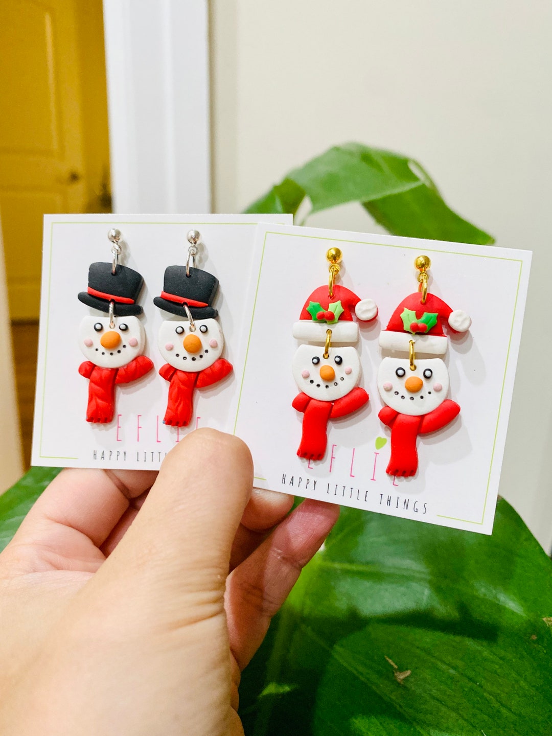 Snowman With Scarf Dangling Earrings Happy Dangle Snowman - Etsy