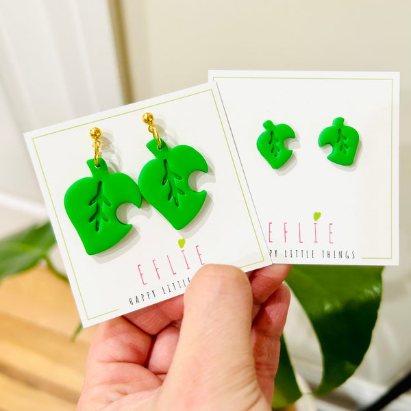 Cute leaf Dangles Earrings | Animal Leaf Handmade Earrings | Switch Game Gift Idea | ACNL Earrings Jewelry | Holiday Gift