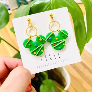 Christmas Tree Cute Earrings | Christmas jewelry | Christmas Clay Earrings | Earrings Park Inspired | Holiday Magical Gift Idea | Love Gift