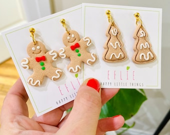 Gingerbread Cookies Earrings | Christmas Sparkly Earrings | Christmas Cookies Dangle Jewellery | Christmas Cute Gift Idea | Gingerbread Man